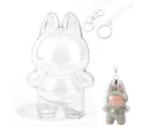 Protective Case for Blind Box Doll, Clear Hard Display Box with Keychain & Lanyard Portable Dustproof Doll Storage Bag for Fans and Collectors to Display 17cm Standing Figures