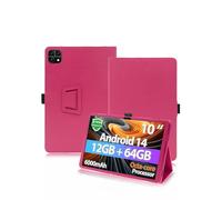 Protective Case for Ckypad Ctab 10 10.1 inch Tablet Android 14 Tablet with Hand Strap & Stand& Anti-Drop Feature - Sleek and Simple Design,RoseRed