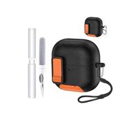 Protective Case for HUAWEI FreeClip 2 Earbuds,Soft TPU+PC Cover,Waterproof,Shockproof,toergy Anti Scratch,Easy Carrying Sleeve,with Lanyard & Keychain & Cleaner kit（Black Orange）