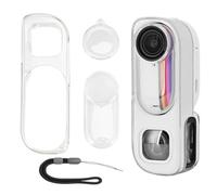 Protective Case for Insta360 GO 3S Retro Bundle, TPU Protective Cover with Lens Cap Soft Skin Sleeve for Insta360 GO3S Retro Bundle Camera Accessories (Transparent White + Wrist Strap)