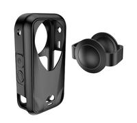 Protective Case for Insta360 X6 Silicone Case with Lens Cover| Soft Skin Cover Sleeve with Lens Cap| Battery Side Open, All-Round Protect X6 Action Camera Accessories, Black