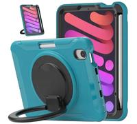 Protective Case for iPad mini 6 - 360 Rotating Handle Stand Cover with Apple Pencil Holder Shockproof Shell in Blue