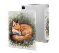 Protective Case for iPad Pro 12.9 Inch 2022/2021/2020/2018,6th/5th/4th/3rd Generation,A Sleeping Fox Printed iPad Pro 12.9 Case with Pencil Holder,Auto Wake/Sleep