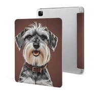 Protective Case for iPad Pro 12.9 Inch 2022/2021/2020/2018,6th/5th/4th/3rd Generation,Adorable Schnauzer Printed iPad Pro 12.9 Case with Pencil Holder,Auto Wake/Sleep
