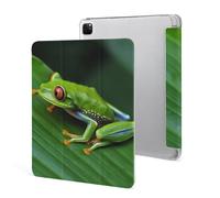 Protective Case for iPad Pro 12.9 Inch 2022/2021/2020/2018,6th/5th/4th/3rd Generation,Animal Frog Green Leaf Leaves Printed iPad Pro 12.9 Case with Pencil Holder,Auto Wake/Sleep