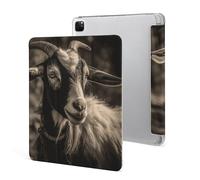 Protective Case for iPad Pro 12.9 Inch 2022/2021/2020/2018,6th/5th/4th/3rd Generation,Black And White Goat Printed iPad Pro 12.9 Case with Pencil Holder,Auto Wake/Sleep