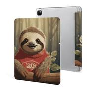 Protective Case for iPad Pro 12.9 Inch 2022/2021/2020/2018,6th/5th/4th/3rd Generation,Cartoon Sloth Printed iPad Pro 12.9 Case with Pencil Holder,Auto Wake/Sleep