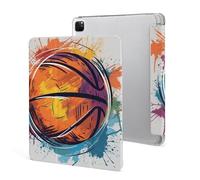 Protective Case for iPad Pro 12.9 Inch 2022/2021/2020/2018,6th/5th/4th/3rd Generation,Colorful Basketball Printed iPad Pro 12.9 Case with Pencil Holder,Auto Wake/Sleep