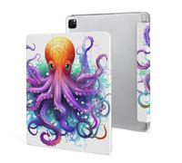 Protective Case for iPad Pro 12.9 Inch 2022/2021/2020/2018,6th/5th/4th/3rd Generation,Colorful Octopus Printed iPad Pro 12.9 Case with Pencil Holder,Auto Wake/Sleep