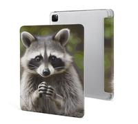 Protective Case for iPad Pro 12.9 Inch 2022/2021/2020/2018,6th/5th/4th/3rd Generation,Cute Raccoon Printed iPad Pro 12.9 Case with Pencil Holder,Auto Wake/Sleep