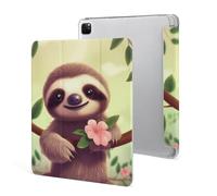 Protective Case for iPad Pro 12.9 Inch 2022/2021/2020/2018,6th/5th/4th/3rd Generation,Cute Sloth Printed iPad Pro 12.9 Case with Pencil Holder,Auto Wake/Sleep