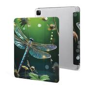 Protective Case for iPad Pro 12.9 Inch 2022/2021/2020/2018,6th/5th/4th/3rd Generation,Dragonfly Green Printed iPad Pro 12.9 Case with Pencil Holder,Auto Wake/Sleep