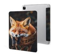 Protective Case for iPad Pro 12.9 Inch 2022/2021/2020/2018,6th/5th/4th/3rd Generation,Funny Fox Sleeping Printed iPad Pro 12.9 Case with Pencil Holder,Auto Wake/Sleep