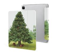 Protective Case for iPad Pro 12.9 Inch 2022/2021/2020/2018,6th/5th/4th/3rd Generation,Garlad Pine Tree Printed iPad Pro 12.9 Case with Pencil Holder,Auto Wake/Sleep