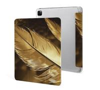 Protective Case for iPad Pro 12.9 Inch 2022/2021/2020/2018,6th/5th/4th/3rd Generation,Golden Feathers Printed iPad Pro 12.9 Case with Pencil Holder,Auto Wake/Sleep