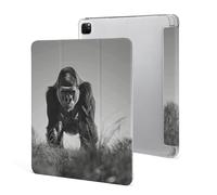 Protective Case for iPad Pro 12.9 Inch 2022/2021/2020/2018,6th/5th/4th/3rd Generation,Gorilla in The Grass Printed iPad Pro 12.9 Case with Pencil Holder,Auto Wake/Sleep