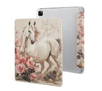 Protective Case for iPad Pro 12.9 Inch 2022/2021/2020/2018,6th/5th/4th/3rd Generation,Horse Image Printed iPad Pro 12.9 Case with Pencil Holder,Auto Wake/Sleep