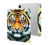 Protective Case for iPad Pro 12.9 Inch 2022/2021/2020/2018,6th/5th/4th/3rd Generation,Little Fat Tiger Head Printed iPad Pro 12.9 Case with Pencil Holder,Auto Wake/Sleep
