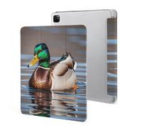Protective Case for iPad Pro 12.9 Inch 2022/2021/2020/2018,6th/5th/4th/3rd Generation,Mallard Duck Printed iPad Pro 12.9 Case with Pencil Holder,Auto Wake/Sleep