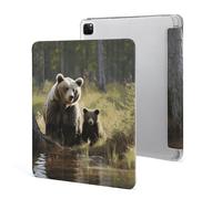 Protective Case for iPad Pro 12.9 Inch 2022/2021/2020/2018,6th/5th/4th/3rd Generation,Mother Brown Bears Protect Printed iPad Pro 12.9 Case with Pencil Holder,Auto Wake/Sleep