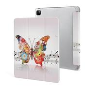 Protective Case for iPad Pro 12.9 Inch 2022/2021/2020/2018,6th/5th/4th/3rd Generation,Music Butterfly Printed iPad Pro 12.9 Case with Pencil Holder,Auto Wake/Sleep