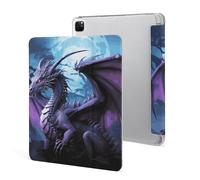 Protective Case for iPad Pro 12.9 Inch 2022/2021/2020/2018,6th/5th/4th/3rd Generation,Purple Dragon Purple Moon Printed iPad Pro 12.9 Case with Pencil Holder,Auto Wake/Sleep