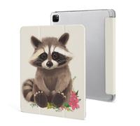 Protective Case for iPad Pro 12.9 Inch 2022/2021/2020/2018,6th/5th/4th/3rd Generation,Raccoon Printed iPad Pro 12.9 Case with Pencil Holder,Auto Wake/Sleep