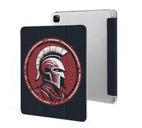 Protective Case for iPad Pro 12.9 Inch 2022/2021/2020/2018,6th/5th/4th/3rd Generation,Red Spartan Helmet Printed iPad Pro 12.9 Case with Pencil Holder,Auto Wake/Sleep