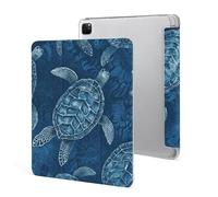 Protective Case for iPad Pro 12.9 Inch 2022/2021/2020/2018,6th/5th/4th/3rd Generation,Sea Turtle Blue Printed iPad Pro 12.9 Case with Pencil Holder,Auto Wake/Sleep