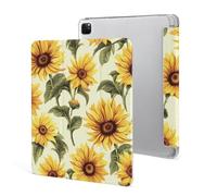 Protective Case for iPad Pro 12.9 Inch 2022/2021/2020/2018,6th/5th/4th/3rd Generation,Summer Sunflower Printed iPad Pro 12.9 Case with Pencil Holder,Auto Wake/Sleep