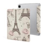 Protective Case for iPad Pro 12.9 Inch 2022/2021/2020/2018,6th/5th/4th/3rd Generation,The Eiffel Tower Printed iPad Pro 12.9 Case with Pencil Holder,Auto Wake/Sleep