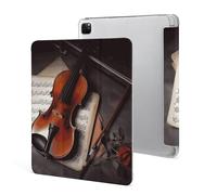 Protective Case for iPad Pro 12.9 Inch 2022/2021/2020/2018,6th/5th/4th/3rd Generation,Violin Sheet Music Printed iPad Pro 12.9 Case with Pencil Holder,Auto Wake/Sleep