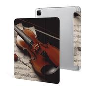 Protective Case for iPad Pro 12.9 Inch 2022/2021/2020/2018,6th/5th/4th/3rd Generation,Violin Sheet Music Printed iPad Pro 12.9 Case with Pencil Holder,Auto Wake/Sleep