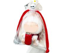 Protective Case for LABUBU Keychain, Portable Storage Hanging Display Bag for LABUBU, White/Black/Red (Red-Small)