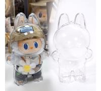 Protective Case for LABUBU The Monsters Exciting Macaron Protective Acrylic Display Case with Silicone Strap - Clear Cover for Standing Figure