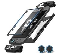 Protective Case for Nintendo Switch 2 2025, Full Protection Switch 2 Cover, TPU Shock-Absorption and Anti-Scratch for Nintendo Switch with【Built-in Screen & Lag-Free Touch】& 2xThumb Grip Caps,Black