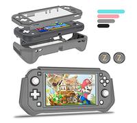 Protective Case for Nintendo Switch Lite, Full Protection Switch Lite Cover, TPU Shock-Absorption and Anti-Scratch for Nintendo Switch with Bult-in Screen Protector & Thumb Grip Caps, Black