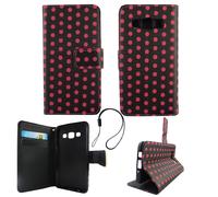 Protective Case For Samsung Galaxy A3 2015 Polka Dot Black Pink Book Style