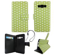 Protective Case For Samsung Galaxy A3 2015 Polka Dot Green Bag Cover Book Style