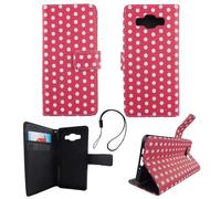 Protective Case For Samsung Galaxy A5 2015 Polka Dot Pink Bag Cover Book Style