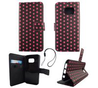 Protective Case For Samsung Galaxy S7 Polka Dot Black Pink Book Style New