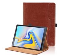 Protective case for Samsung Galaxy Tab A 10.5 2018 SM-T590/T595/T597, PU leather, folio protective case with hand strap and pocket, auto wake/sleep smart tablet cover, brown