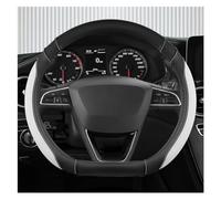 Protective Case For Seat For Tarraco For Arona For Ateca For Ibiza Ice Silk +Leather Car Steering Wheel Cover D Shape Non-Slip 38cm Steering Hood(WHITE D SHAPE)