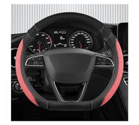 Protective Case For Seat For Tarraco For Arona For Ateca For Ibiza Ice Silk +Leather Car Steering Wheel Cover D Shape Non-Slip 38cm Steering Hood(RED D SHAPE)