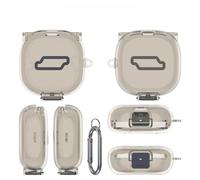 Protective Case for SHOKZ OpenFit 2+ T921, TPU Hard Shell Shockproof Cover with Carabiner Hook, Transparent Anti Drop Skin for Open Ear Headphones Accessories (Transparent Black)