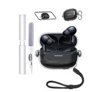 Protective Case for XIAOMI Redmi Buds 6 Pro Earbuds,toergy Soft TPU Clear Cover,Waterproof,Shockproof,Anti Scratch,Easy Carrying Sleeve,with Lanyard & Keychain & Cleaner kit（Transparent Black）