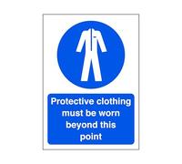 Protective clothing must be worn beyond this point - site safety signs - 1.2mm Rigid plastic for indoor/outdoor usage (400mm x 300mm) Viewing Distance within 14m.