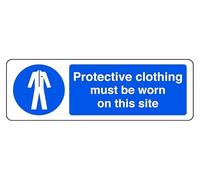 Protective Clothing Must Be Worn On This Site - safety sign - 3mm Aluminum Dibond for indoor/outdoor usage (450mm x 150mm) 5m Viewing Distance.