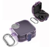Protective Cover Case for CMF Buds Pro 2, Clear TPU Earphone Sleeve with Carabiner Candy Color Soft Earbuds Headphones Case All-Round Protection for CMF by Nothing Buds Pro 2 (Purple)