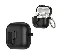 Protective Cover Case for Huawei FreeClip 2, Shockproof Anti-Drop Earbuds Sleeve with Built-in Stand & Carabiner, Secure Safety Lock Full Protection Skin Shell for FreeClip 2 Earphones (black)